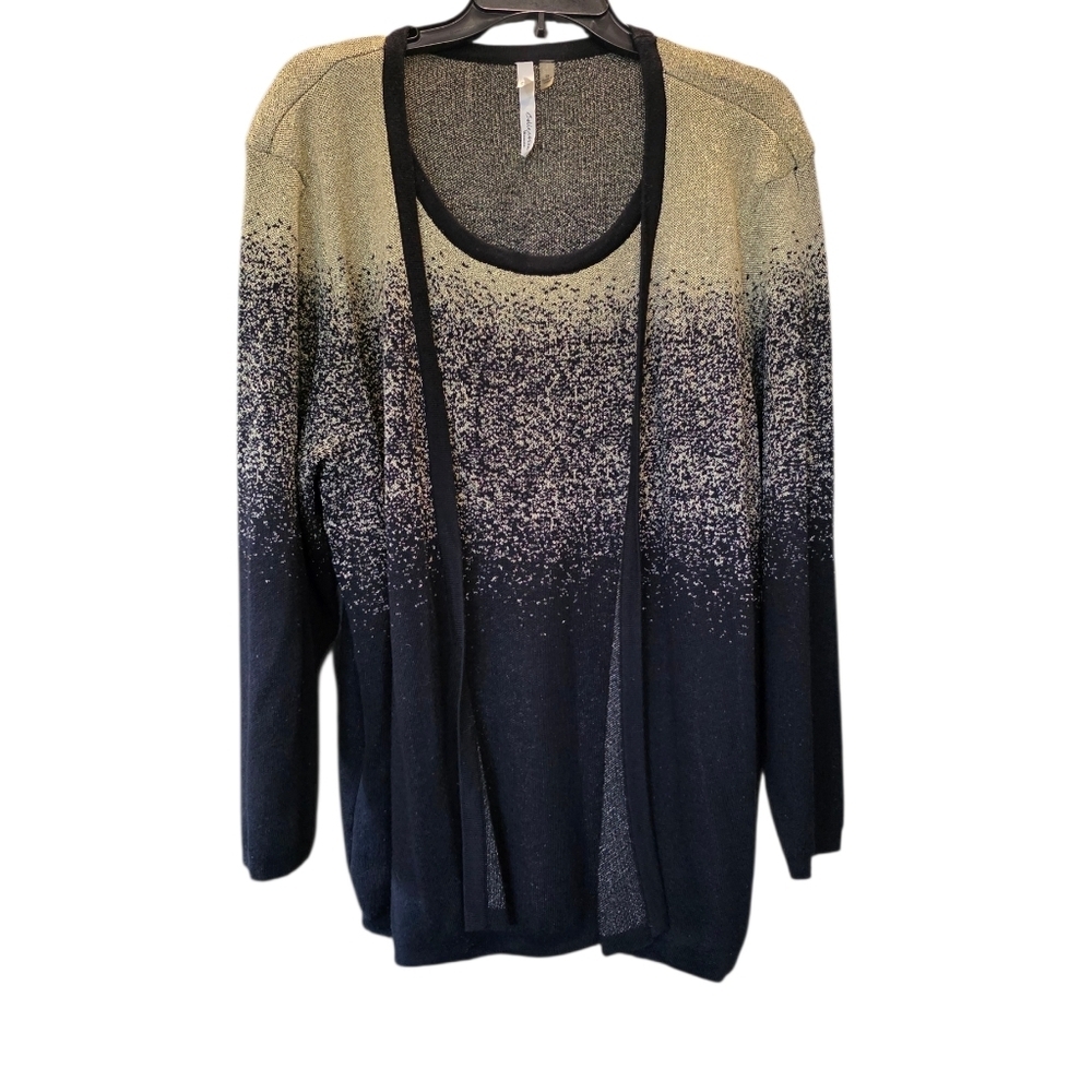 NY Collection Black and Gold Knit TWO IN ONE Top/Jacket